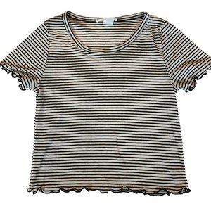 Cute Caution To The Wind black and white striped flutter hemmed T-Shirt Small